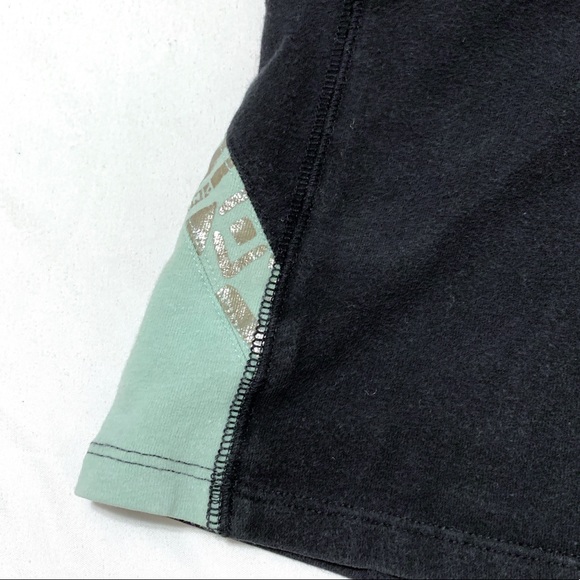 PINK Yoga shorts—black w/wide teal waistband, sz M - Picture 5 of 10